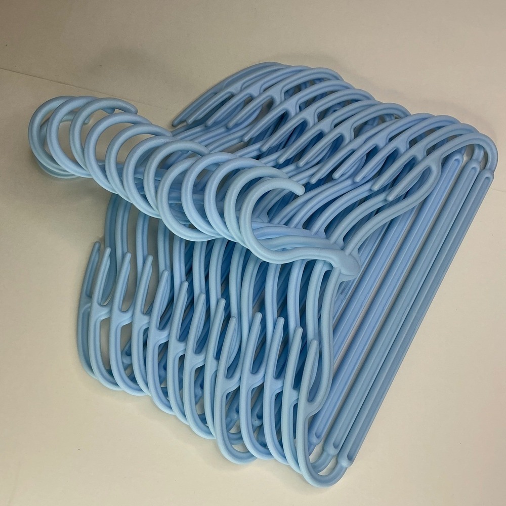 Blue Plastic Baby Hangers Kids 48 Pack Notched Slim Design 11.5 Inch - Picture 3 of 10